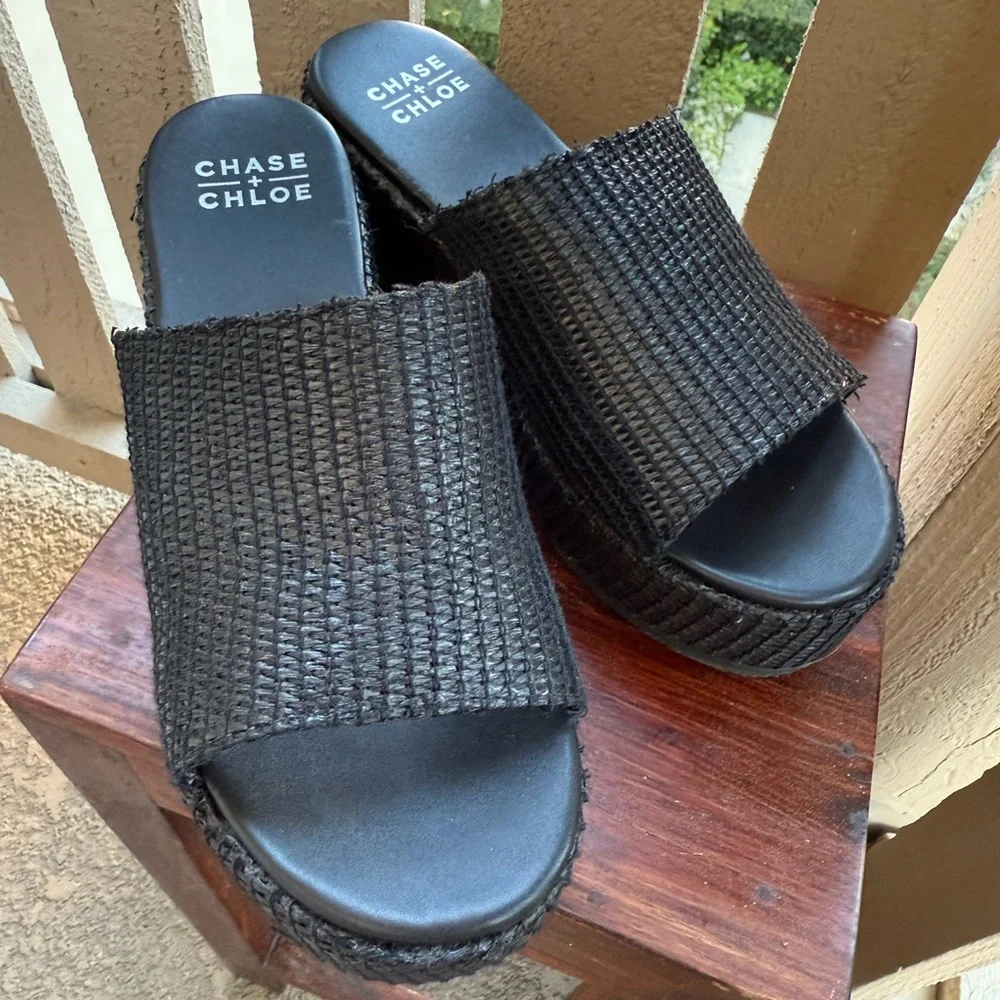 Chase + Chloe Black Woven Platform Shoe - Picture 2 of 12